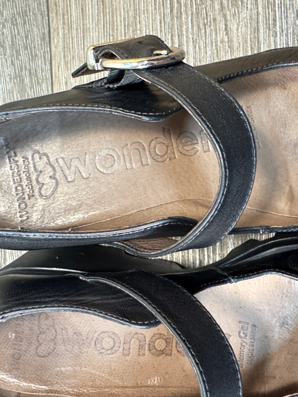 Wonders Chunky Black Leather Mary Jane Platform Shoes woman’s 38 (h20) - Picture 3 of 12